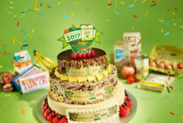 Een duurzaamheidstaart van de Plus in 2017